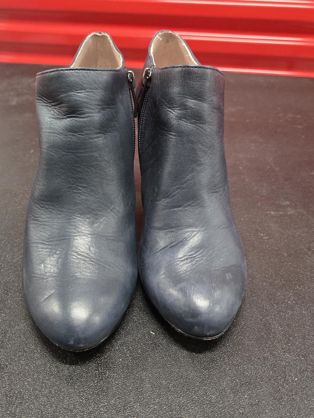 Vince Camuto Navy Leather Heeled Ankle Boots